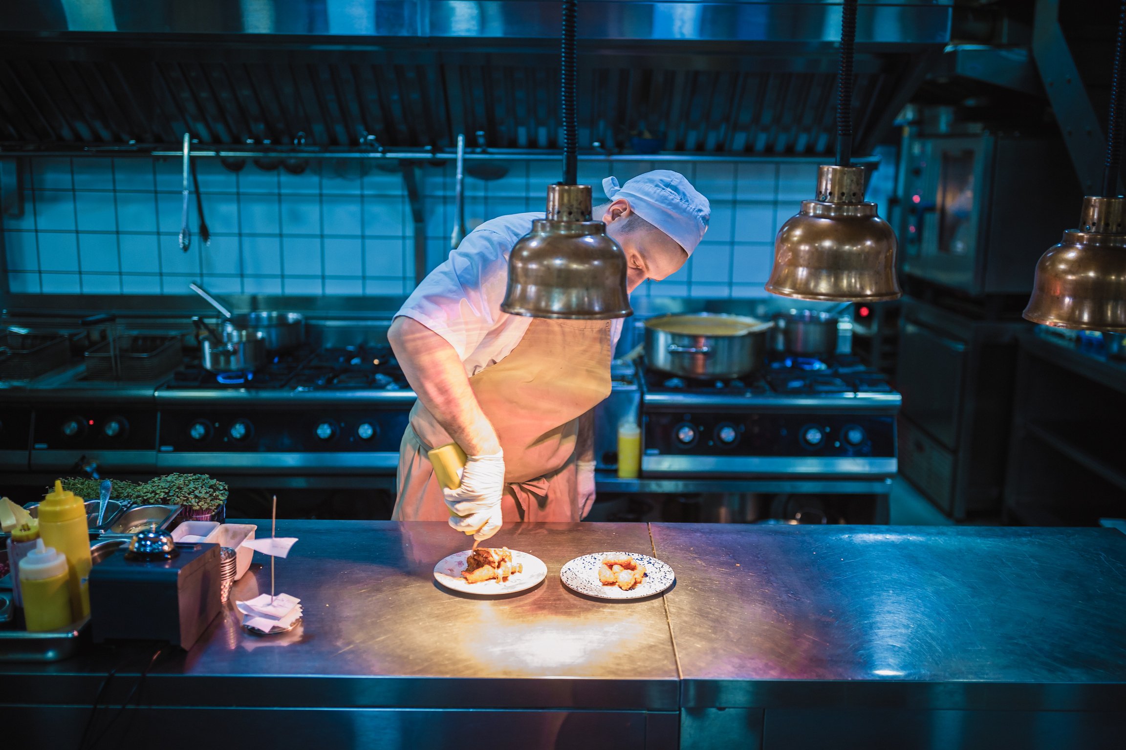 In the restaurant kitchen