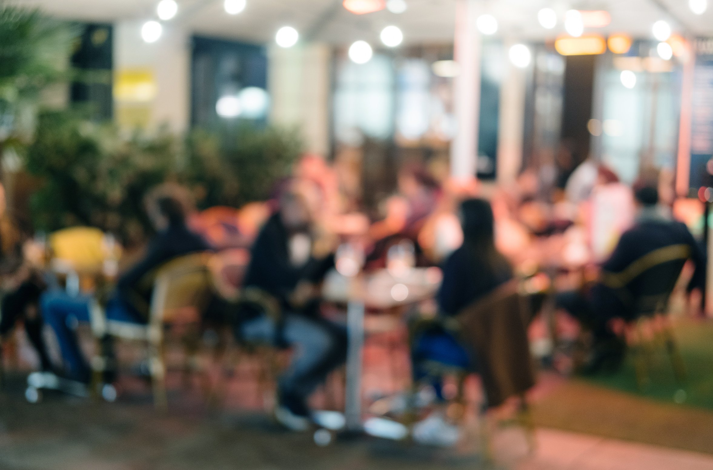 Customer at restaurant blur background with bokeh